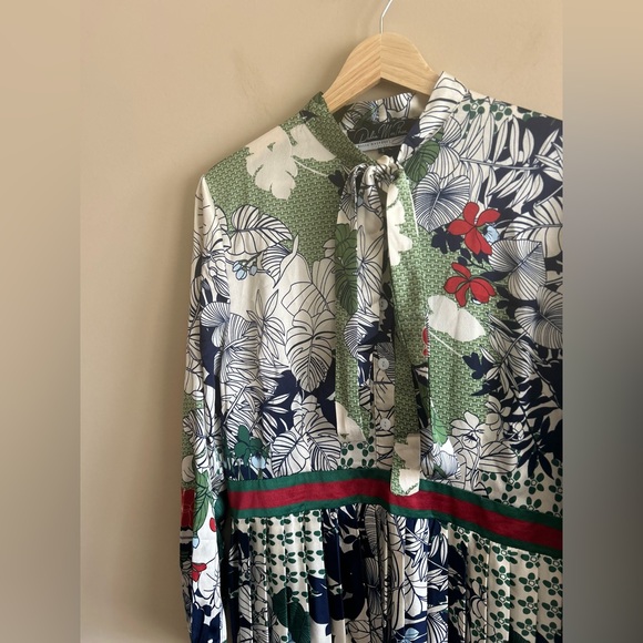 Dalia MacPhee | Tie Neck Printed Midi Dress, Size L - Picture 10 of 16